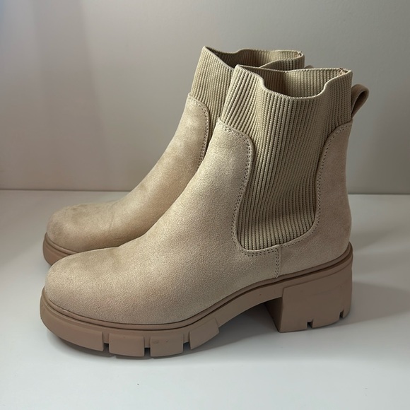 REDTOP Elastic Chelsea Boots Chunky Block Heel Platform Lug Sole Ankle Boots - Picture 2 of 7